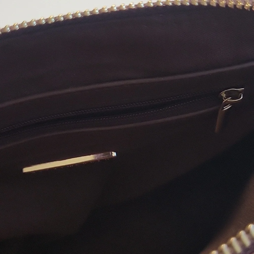 Brown and Tan Patchwork Crossbody Bag With Chain Detail Strap